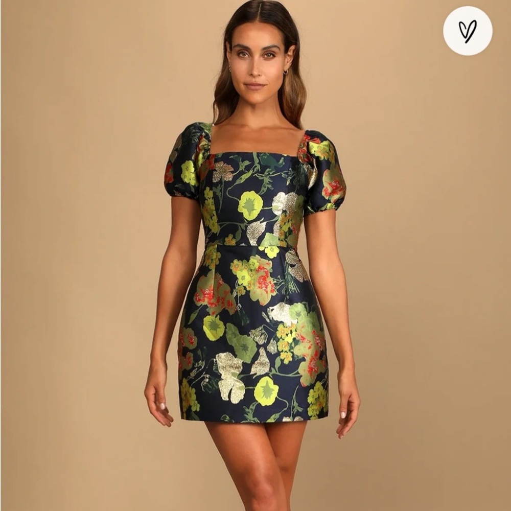 Lulus navy blue floral mini dress